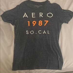 Aeropostale Dark Gray Tee with Orange and White Graphic